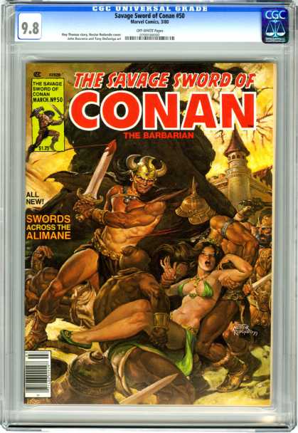 CGC Graded Comics - Savage Sword of Conan #50 (CGC) - Sword - Conan - Castle - Woman - Barbarian
