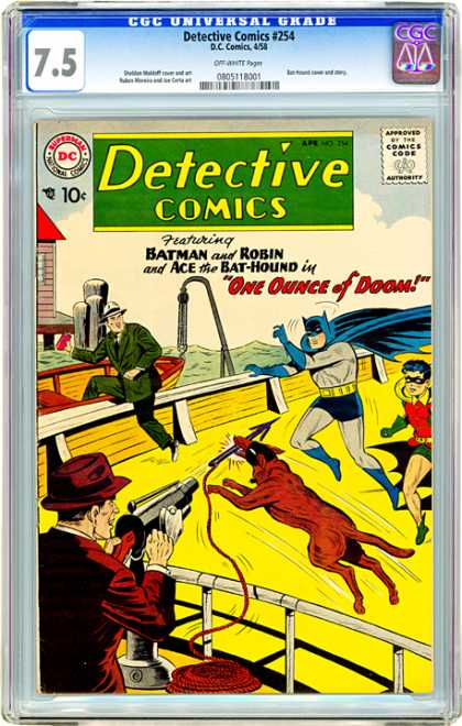 CGC Graded Comics - Detective Comics #254 (CGC) - Detective Comics - Batman - Gun - Dog - Superhero