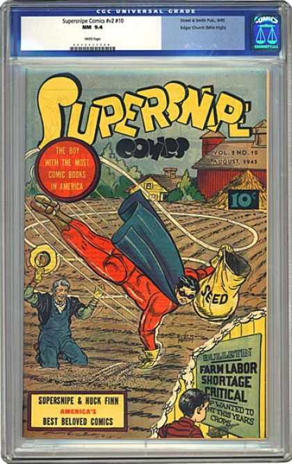CGC Graded Comics - Supersnipe Comics #v2 #10 (CGC) - Supersnipe - Huck Finn - Farm - Seeds - Labor Shortage
