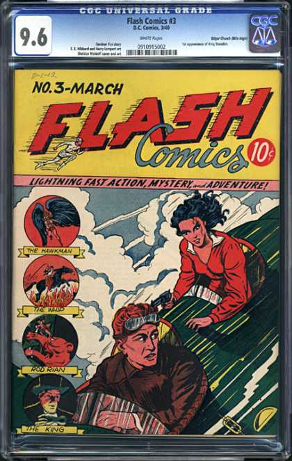 CGC Graded Comics - Flash Comics #3 (CGC) - Lightning Fast Action - Rod Rian - The King - The Whip - The Hawkman