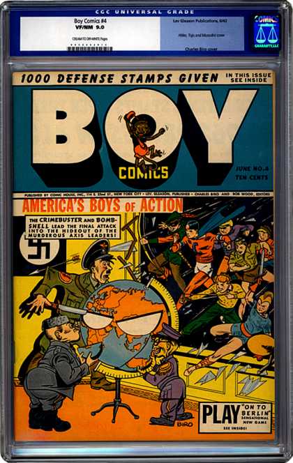 CGC Graded Comics - Boy Comics #4 (CGC) - Crimebuster - Defense Stamps - Issue - On To Berlin - Attack