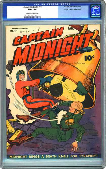 CGC Graded Comics - Captain Midnight #27 (CGC) - Cgc Universal Grade - Big Bell - Midnight Rings A Death Knell For Tyranny - Fighting - Soldier