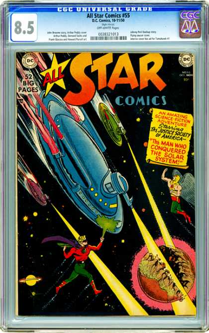 CGC Graded Comics - All Star Comics #55 (CGC) - Science Fiction - Adventure - 52 Big Pages - Flying Saucer - Laser Guns