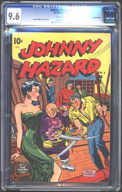 CGC Graded Comics - Johnny Hazard #6 (CGC) - Fight Man - Super Women - Boat - Johnny Hazard - Terriest