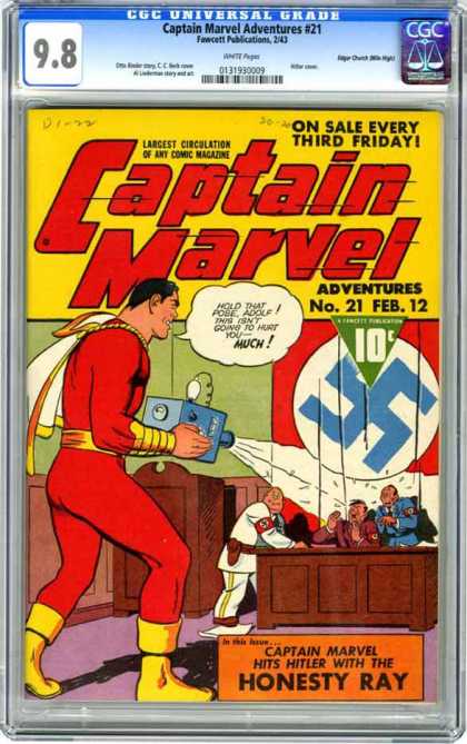 CGC Graded Comics - Captain Marvel Adventures #21 (CGC) - Hitler - Nazis - Honesty Ray - Captain Marvel - Germany