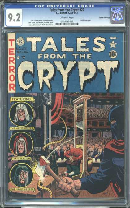 CGC Graded Comics - Tales from the Crypt #27 (CGC) - Terror - The Crypt-keeper - Guillotine - Audience Witness A Man Beheaded - The Old Witch