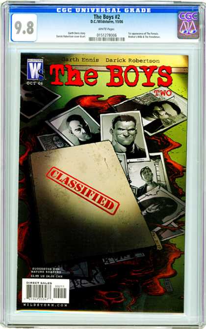 CGC Graded Comics - The Boys #2 (CGC) - Folder - Confidential Information - Dossier - Pool Of Blood - A Bunch Of Boys And One Girl