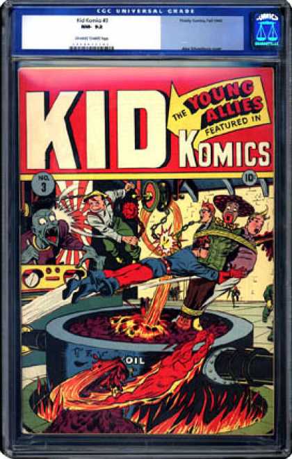 CGC Graded Comics - Kid Komics #3 (CGC) - Kid Komics - Young Allies - Fire - Battle - Oil