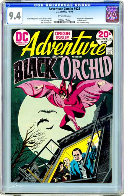 CGC Graded Comics - Adventure Comics #428 (CGC) - First Issue - Black Orchid - Thugs - Rooftop - Flyer