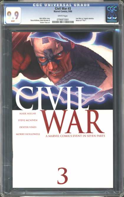 CGC Graded Comics - Civil War #3 (CGC) - Men With Power - Real War - Thrilling War - Angry Man - Power Hero