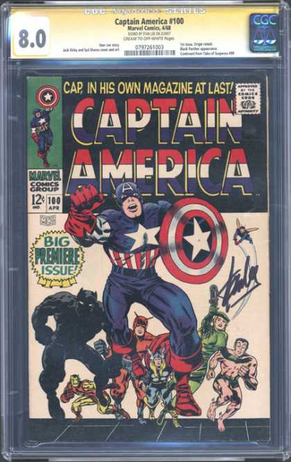 CGC Graded Comics - Captain America #100 (CGC) - Captain America - Marvel Comics - Approved By The Comics Code Authority - Big Premiere Issue - Capin His Own Magazine At Last