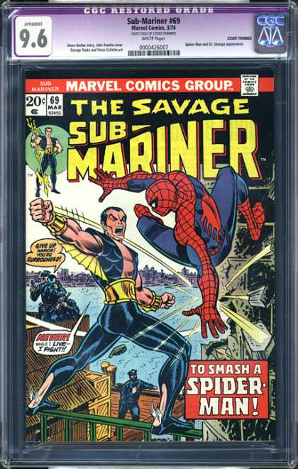 CGC Graded Comics - Sub-Mariner #69 (CGC) - Marvel - Spider-man - The Savage Sub-mariner - Battle - Policemen