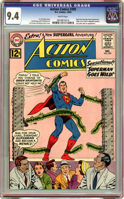 CGC Graded Comics - Action Comics #295 (CGC) - Yellow Hat - Towers - Cyptonite - Tugging - Yellow Suit