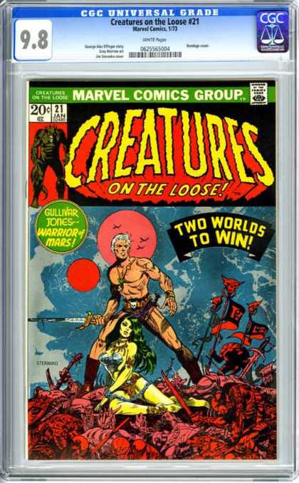 CGC Graded Comics - Creatures on the Loose #21 (CGC) - Creatures On The Loose - Gullivar Jones - Warrior Of Mars - Two Worlds To Win - January Issue