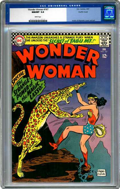 CGC Graded Comics - Wonder Woman #167 (CGC) - Dc Comic - Wonder Woman - Magic Lasso - Mountain - Wild Animal