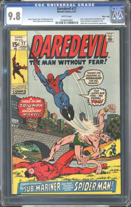 CGC Graded Comics - Daredevil #77 (CGC) - Spider-man - Hornhead - Sub-mariner - Three-on-one - Bad Spider-man