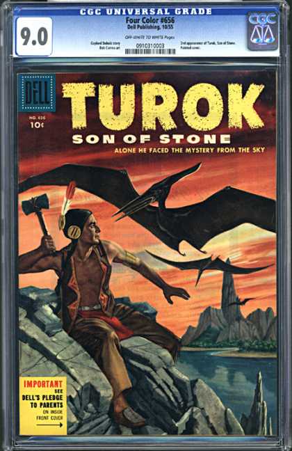 CGC Graded Comics - Four Color #656 (CGC) - Turok - Son Of Stone - Mystery From The Sky - Indian - Dinosaur