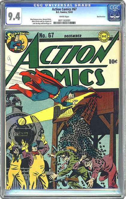 CGC Graded Comics - Action Comics #67 (CGC) - Superman - Coal - Train - Engineer - Chute