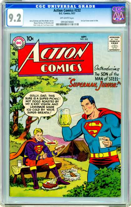 CGC Graded Comics - Action Comics #232 (CGC) - Action Comics - Superman - Superman Jr - Picnic - Camping