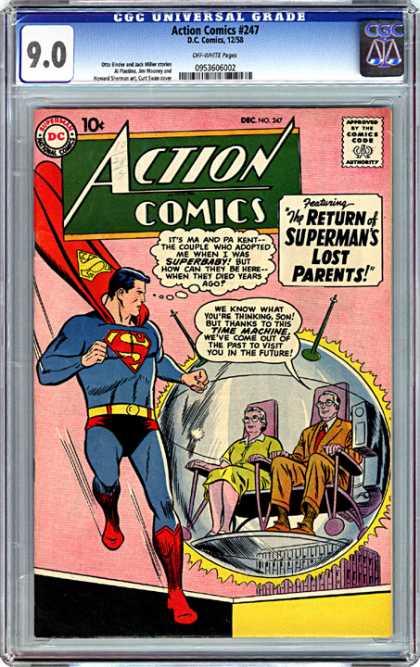 CGC Graded Comics - Action Comics #247 (CGC) - Supermans Story - Search For Parents - Who Behind Superman - Who Gave Birth To The Saviour - Supermans Childhood