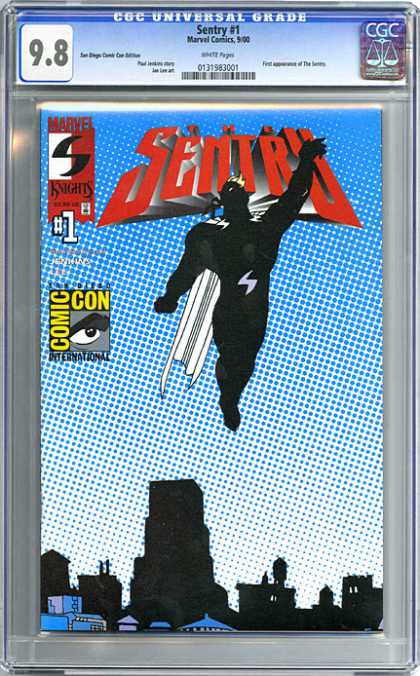 CGC Graded Comics - Sentry #1 (CGC) - Black Superhero - Marvel Dots - Flying - Dark City - Blue Sky
