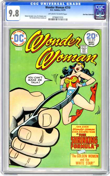 CGC Graded Comics - Wonder Woman #210 (CGC) - Wonder Woman - The Shrinking Formula - Dc Super-stars - Golden Woman - White Star