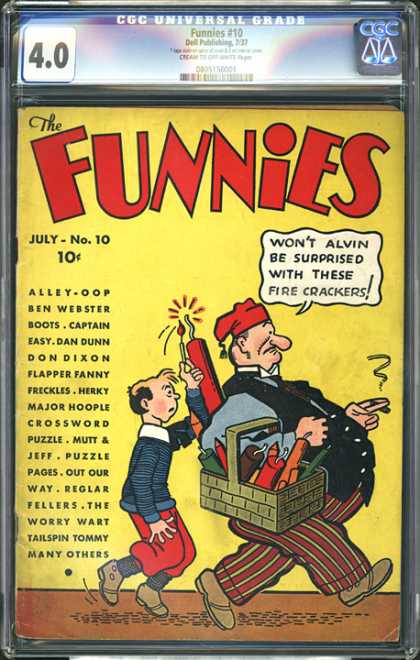 CGC Graded Comics - Funnies #10 (CGC) - Men - Fireworks - Basket - Flame - Hat