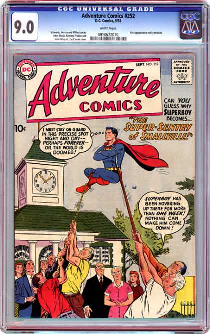 CGC Graded Comics - Adventure Comics #252 (CGC) - Hovering - Superman - Guarding - Superboy - Poking