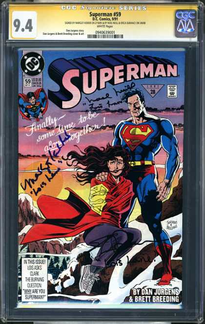 CGC Graded Comics - Superman #59 (CGC) - Super Date - Unusual Circumstances For Lovers - Escape A Tale Of Privacy - Out Of This World - Lovers Lane