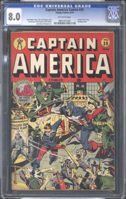 CGC Graded Comics - Captain America Comics #39 (CGC) - Japanese - Fight Scene - Bucky - The Human Torch - Baseball Bat