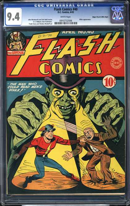 CGC Graded Comics - Flash Comics #40 (CGC) - Spot Lights - Top Hat - Dc - The Man Who Could Read Mens Souls - April No40