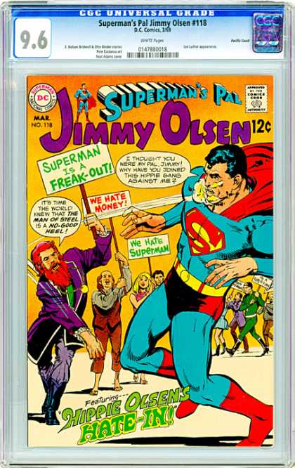 CGC Graded Comics - Superman's Pal Jimmy Olsen #118 (CGC) - Supermans Pal - Jimmy Olsen - Hippie Olsens Hate-in - Hippie Gang - Superman