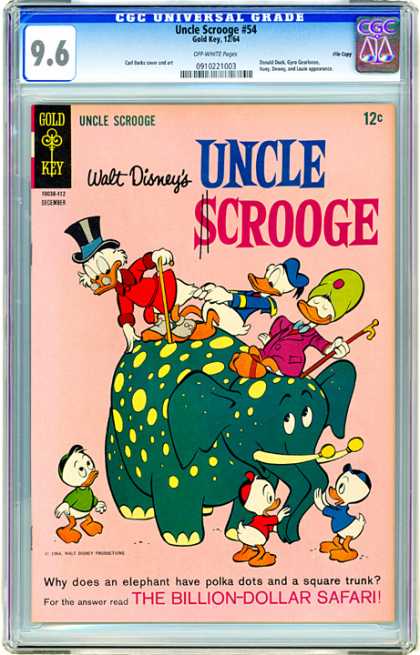 CGC Graded Comics - Uncle Scrooge #54 (CGC) - Elephant - Yellow Spots - Donald Duck - Huey - The Billion Dollar Safari