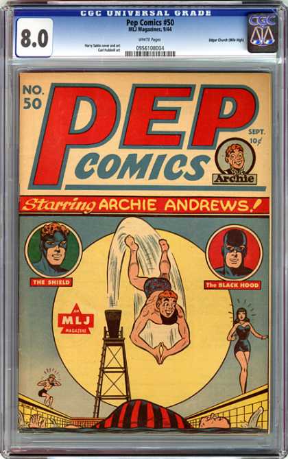 CGC Graded Comics - Pep Comics #50 (CGC) - Archie Andrews - The Shield - The Black Hood - Pool - Diving Board