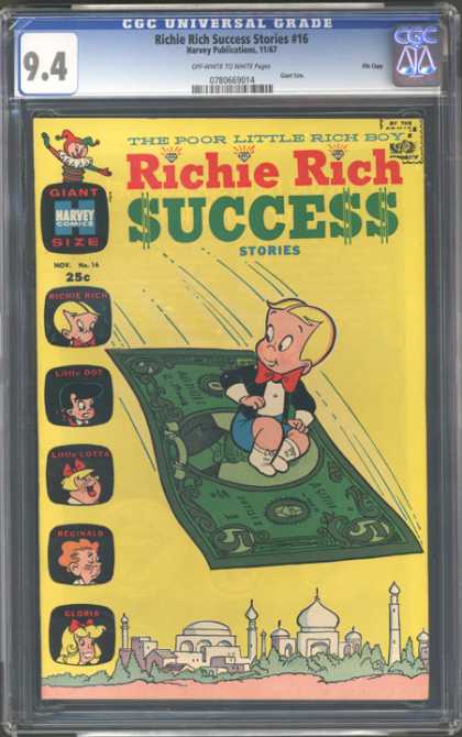 CGC Graded Comics - Richie Rich Success Stories #16 (CGC) - Richie Rich - The Poor Little Rich Boy - Gloria - Reginald - Flying Carpet