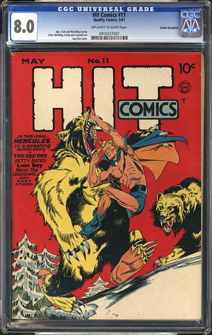 CGC Graded Comics - Hit Comics #11 (CGC) - Bears - Thriller - Red - Snow - Tree