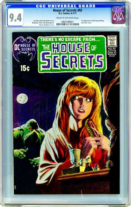 CGC Graded Comics - House of Secrets #92 (CGC) - House Of Secrets - Swamp Thing - Silver Age - Damsel In Distress - Hair Brushing