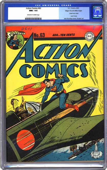 CGC Graded Comics - Action Comics #63 (CGC) - Superman - Plane - Battleship - Sea - Japanese