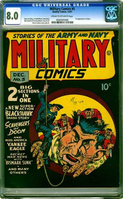 CGC Graded Comics - Military Comics #5 (CGC) - Blackhawk - Scavengers Of Doom - Yankee Eagle - Bismark - Army