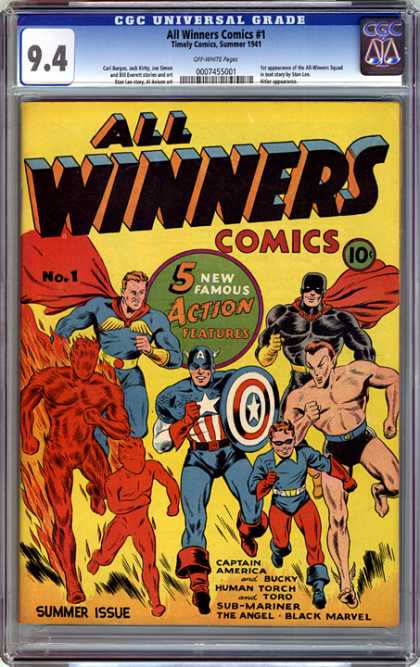 CGC Graded Comics - All Winners Comics #1 (CGC) - Superheroes - Captain America - Human Torch - Sub-mariner - The Angel