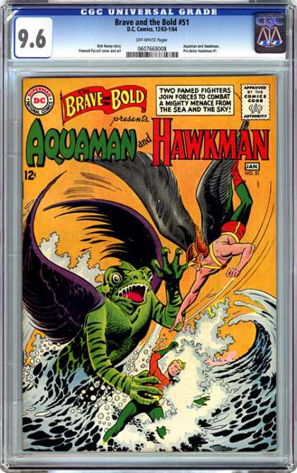CGC Graded Comics - Brave and the Bold #51 (CGC) - Aquaman - Hawkman - Sea - Sky - Wave