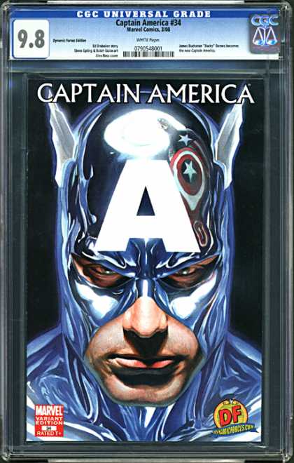 CGC Graded Comics - Captain America #34 (CGC) - Captain - America - Letter A - Man - Blue Suit