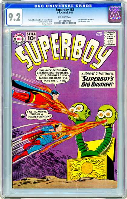 CGC Graded Comics - Superboy #89 (CGC) - 2-part Novel - Jack-in-the-box Creature - Big Brother - Tackle - Two Heads