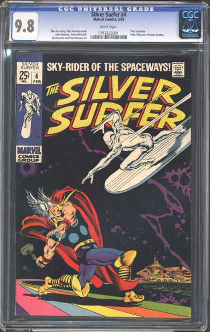 CGC Graded Comics - Silver Surfer #4 (CGC) - Marvel - Silver Surfer - Sky Rider Of The Spaceways - Surfboard - February
