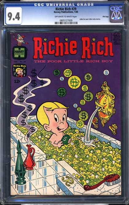 CGC Graded Comics - Richie Rich #29 (CGC) - Poor Little Rich Boy - Bathtub - Purple - 12c - Fishhead