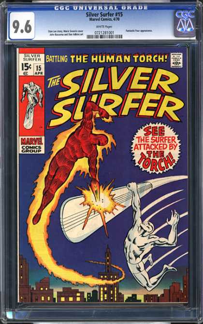 CGC Graded Comics - Silver Surfer #15 (CGC) - Cgc - Marvel Comics - Silver Surfer - The Torch - Human Torch