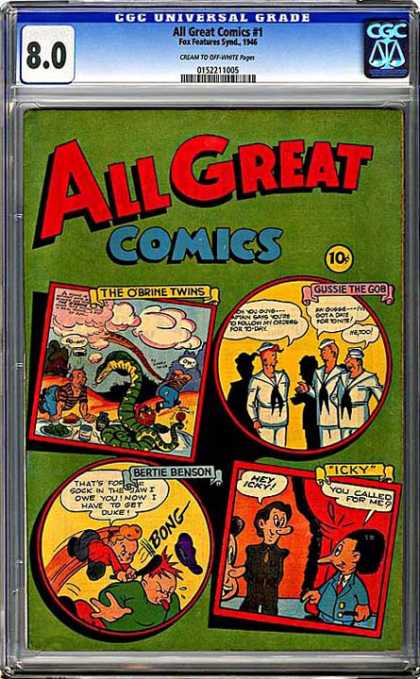 CGC Graded Comics - All Great Comics #1 (CGC) - Twins - Sailors - Snake - Picnic - Hit On Head