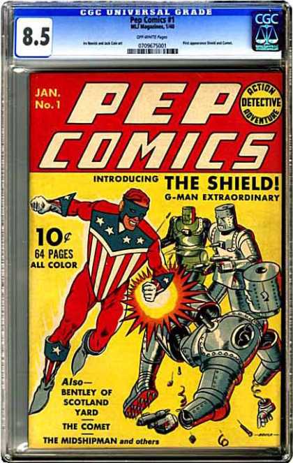 CGC Graded Comics - Pep Comics #1 (CGC) - Pep Comics - The Shield - Introducing - Robots - Funs