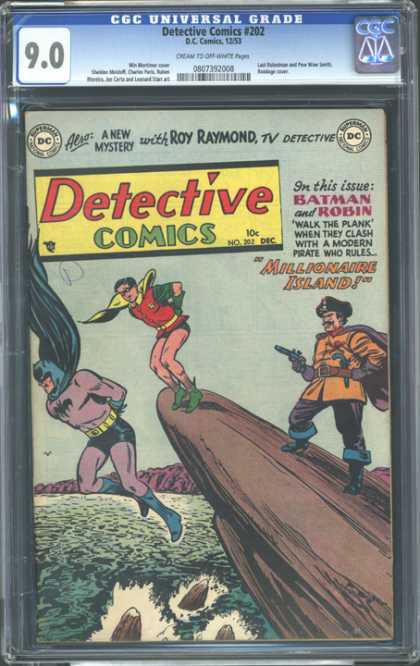 CGC Graded Comics - Detective Comics #202 (CGC) - Batman And Robin - Walk The Plank - Pirate - Gun - Millionaire Island