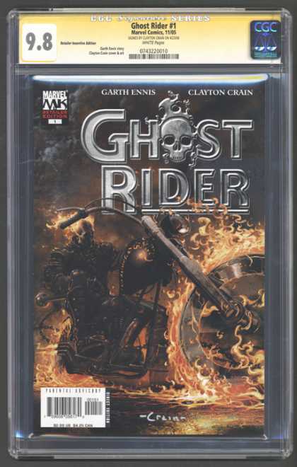 CGC Graded Comics - Ghost Rider #1 (CGC) - Marvel - Garth Ennis - Clayton Crain - Skull - Fire